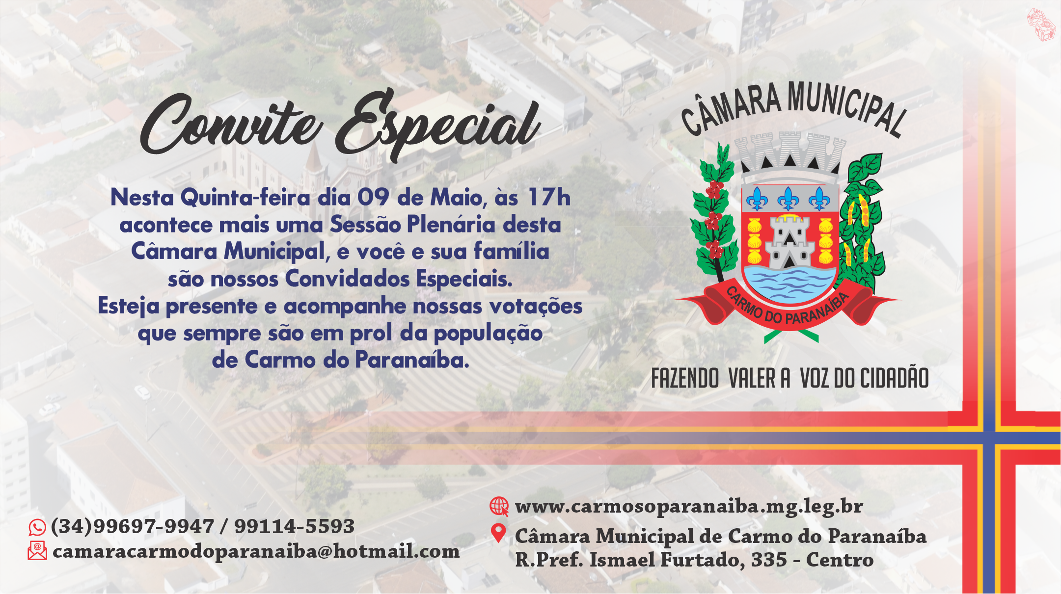 Sétima Reunião Ordinária da Câmara Municipal acontecerá nesta quinta, 09 de Maio